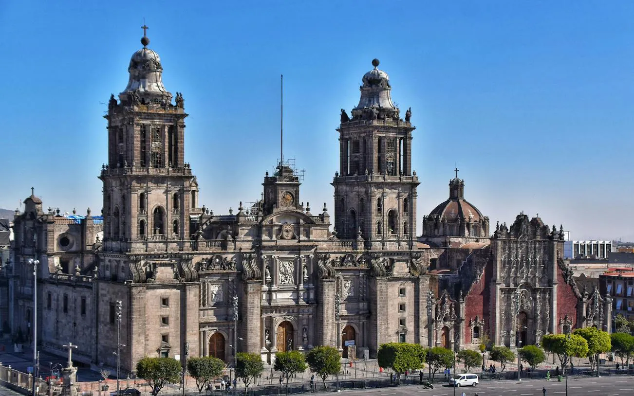 Mexico City Metropolitan Cathedral in Centro Histórico on a clear day.