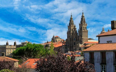 Santiago de Compostela Cathedral view on self-guided walking tour app.