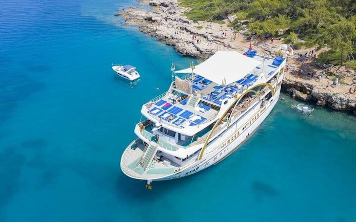 From Antalya to Kemer Mega Star Boat Trip Lunch & Hotel pick up