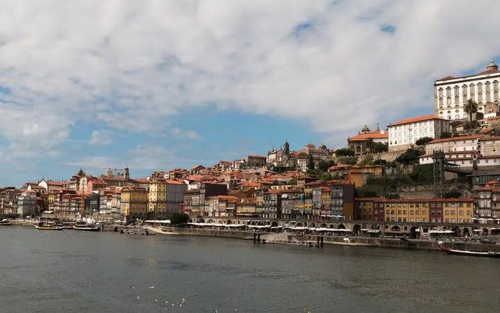 Porto historic center view with colorful buildings along the Douro River.