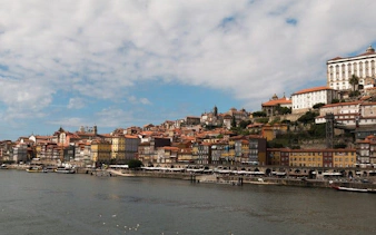 Porto historic center view with colorful buildings along the Douro River.