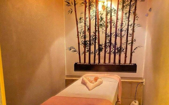 Private massage room with bamboo decor at Istanbul Turkish Bath.