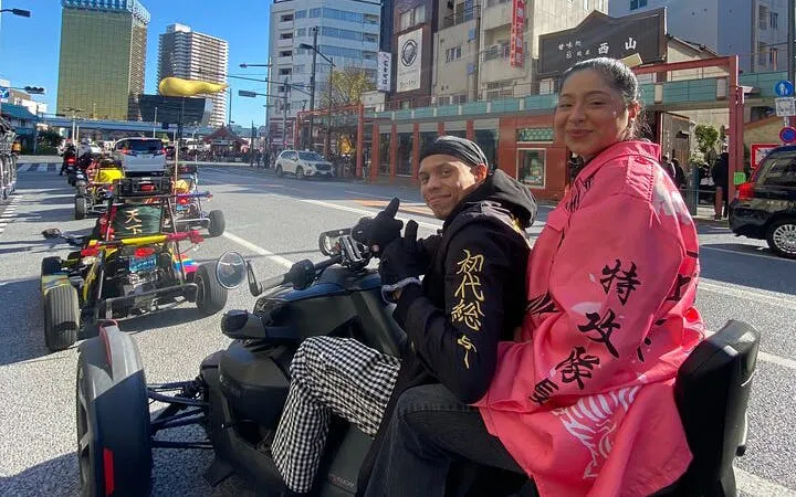 Can-am Ryker riders in Asakusa, Tokyo, enjoying a street tour experience.