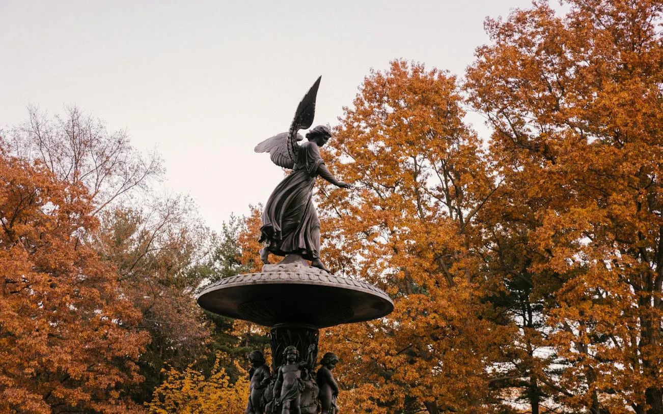 Bethesda Fountain in Central Park during autumn, New York City.