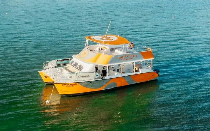 Snorkeling cruise boat on clear waters, Miches Natural Reserve, Punta Cana.