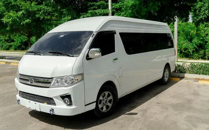 White van for Punta Cana private airport transfer with meet-and-greet service.
