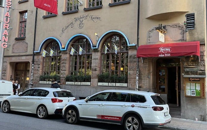 Kvarnen restaurant exterior in Stockholm, part of The Millennium Trilogy Experience tour.
