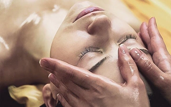 Person receiving a facial massage during Turkish bath in Sharm El Sheikh.