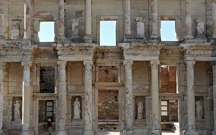 Ancient Library of Celsus facade in Ephesus, Turkey, part of a 2-day tour from Istanbul.