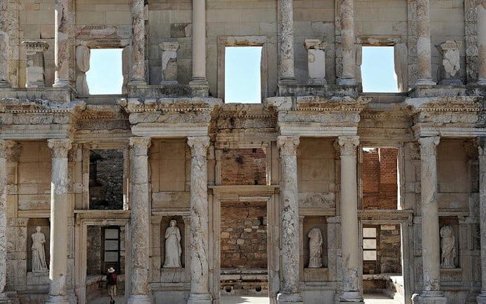 Ancient Library of Celsus facade in Ephesus, Turkey, part of a 2-day tour from Istanbul.
