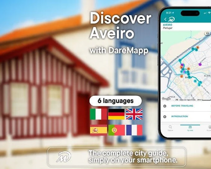 Aveiro Self-Guided Walking Tour on Mobile App (Product 53620)