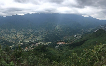 Sapa mountain landscape with valleys and ethnic villages, Vietnam.