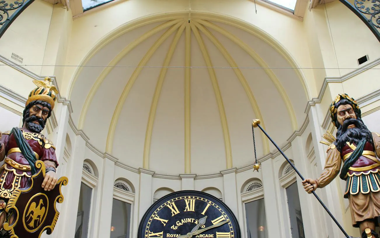 Royal Arcade clock with Gog and Magog statues, Melbourne Laneways and Arcades tour.