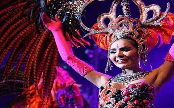 Performer in elaborate costume at Tiffany's Cabaret Show, Pattaya.