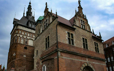 Gothic architecture of Gdansk Old Town building on self-guided audio walking tour.