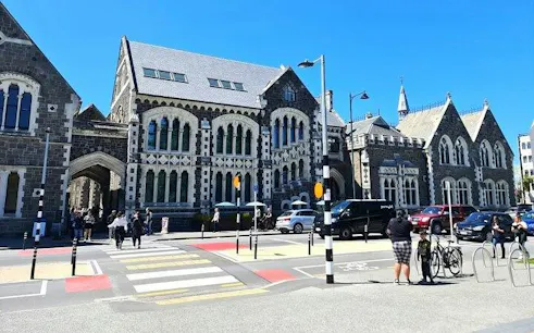 Christchurch Arts Centre historic building on a sunny day during city highlights tour.