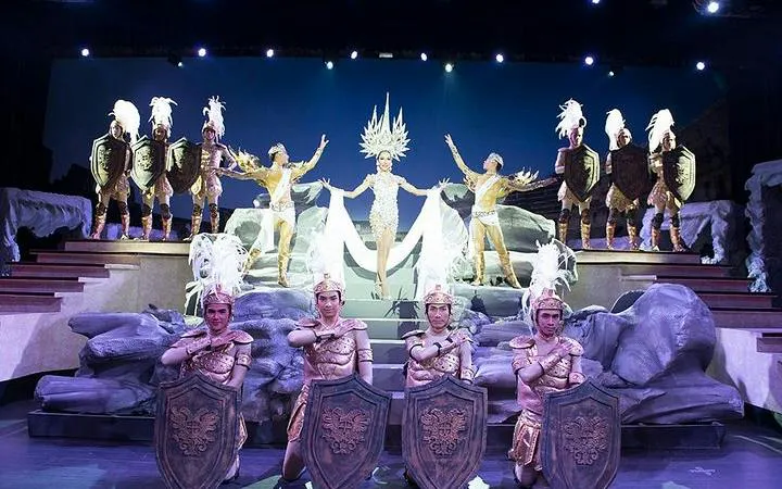 Performers in Roman costumes on stage at Colosseum Show Pattaya, Thailand.