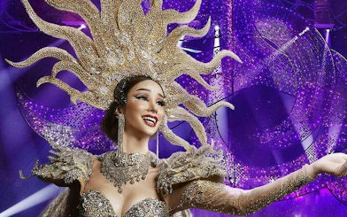Performer in elaborate costume at Tiffany's Cabaret Show, Pattaya.