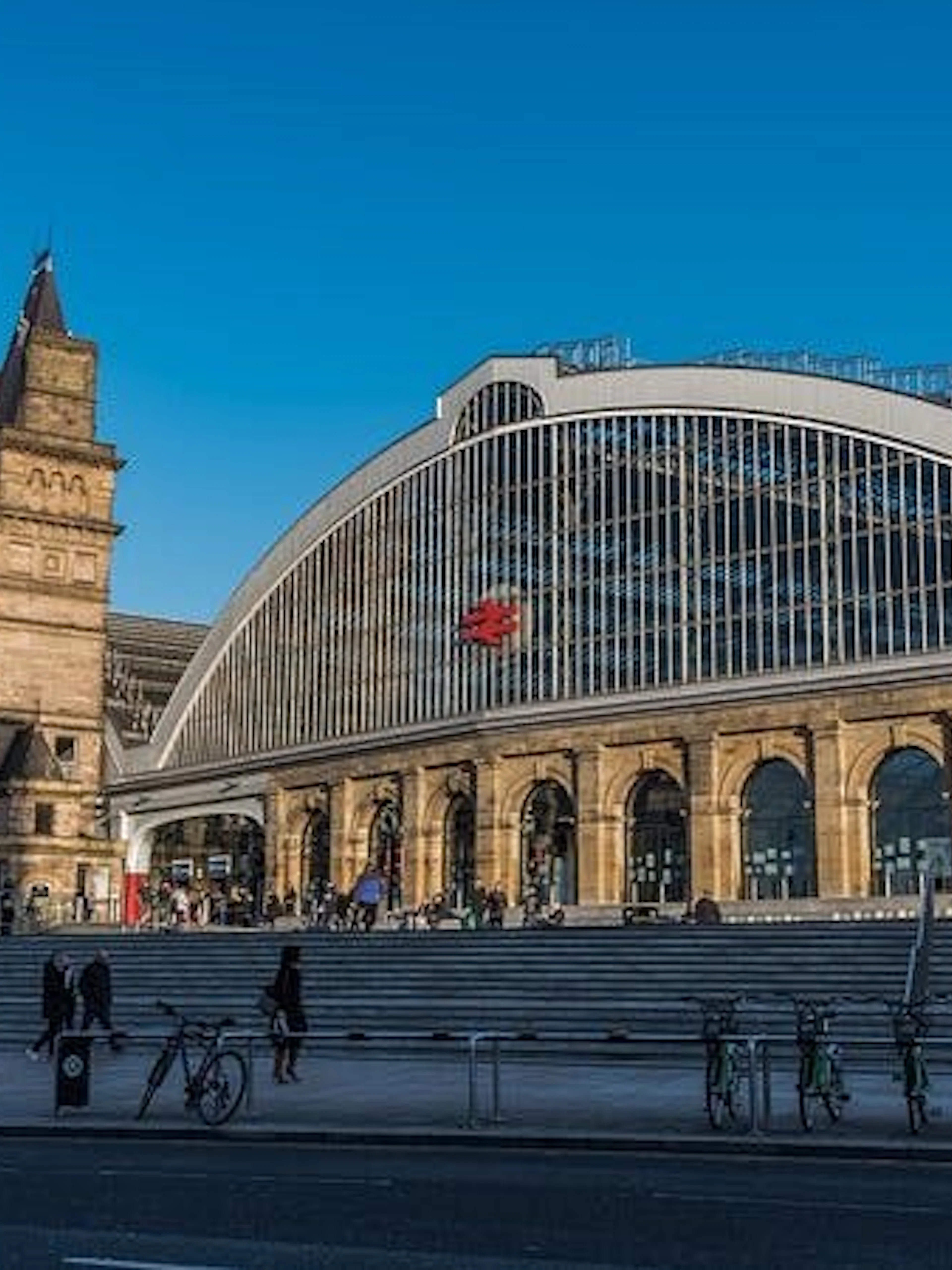 Liverpool Lime Street Station facade with historic architecture, part of Haunted Liverpool exploration game.