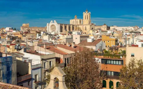 Tarragona cityscape with cathedral view, featured in self-guided walking tour app.
