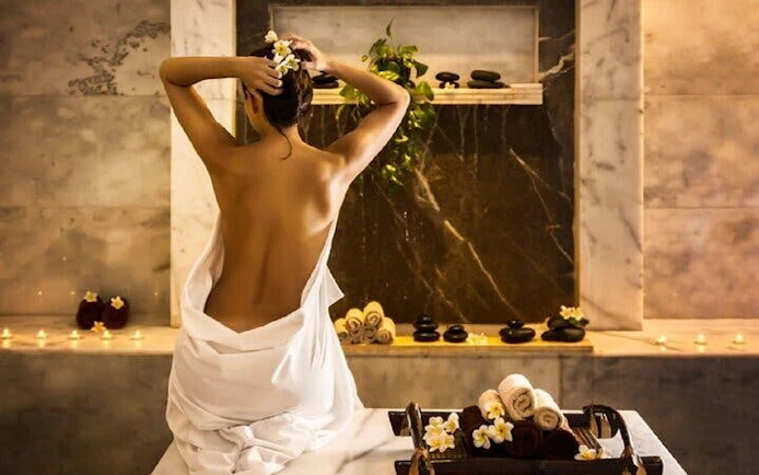 VIP Moroccan hammam experience with massage setup in Marrakesh spa.
