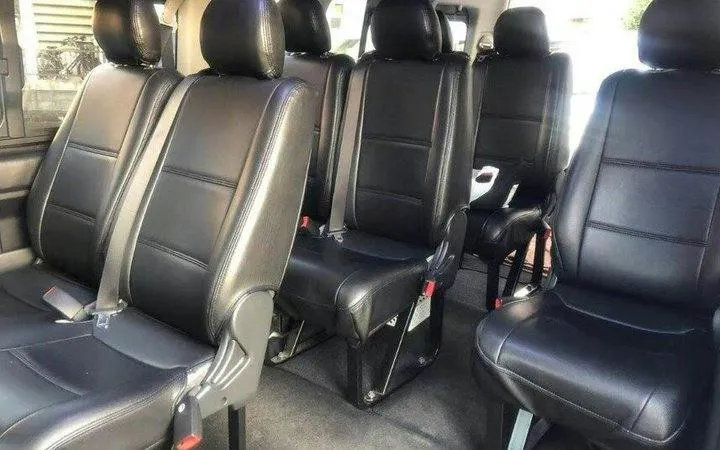 Interior of a private charter vehicle for Kyoto tour with airport transfer.
