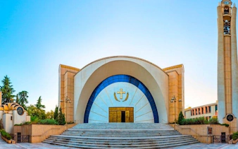 Orthodox Cathedral of the Resurrection in Tirana on a sunny day.