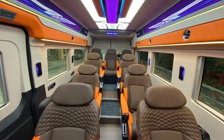 Luxury van interior for private transfer between Sapa and Ninh Binh.