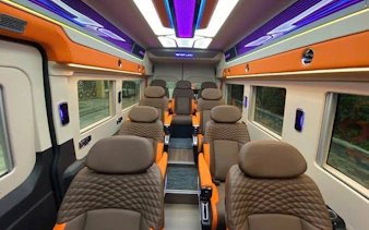 Luxury van interior for private transfer between Sapa and Ninh Binh.