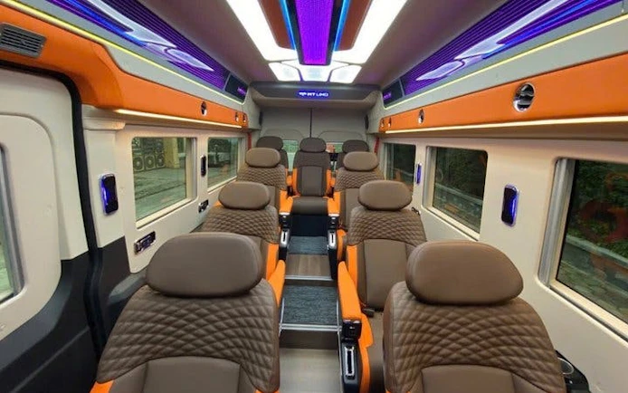 Luxury van interior for private transfer between Sapa and Ninh Binh.