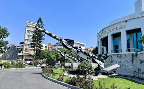 Hanoi museum with military aircraft display on motorbike tour route.