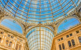 Galleria Umberto I glass dome interior, Naples walking tour.