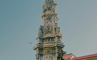 Baroque obelisk with sculptures in Naples Historic Center, Italy.
