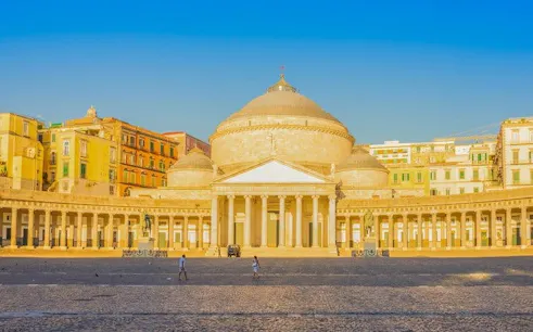 Piazza del Plebiscito in Naples during a self-guided walking tour.