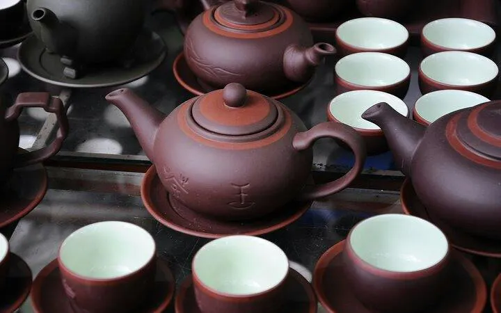 Ceramic teapots and cups at Bat Trang Ceramic Village, Hanoi.