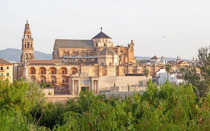 Mosque-Cathedral of Córdoba viewed from a distance, part of a self-guided mobile museum tour.