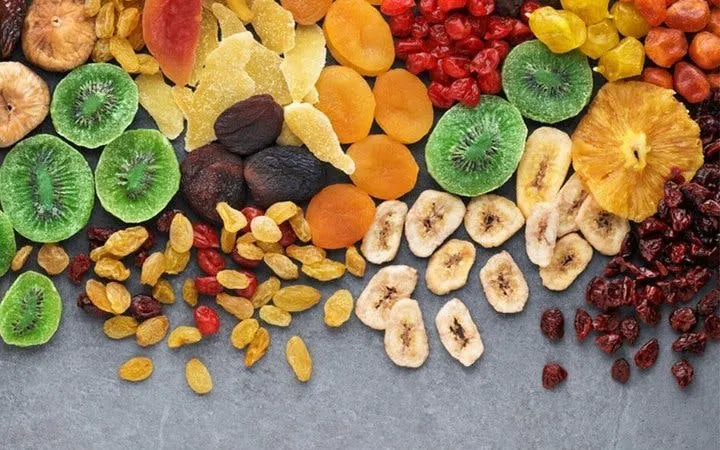 Dried fruits assortment at Sapa local market, Vietnam.