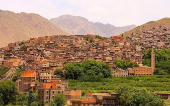 Berber village nestled in the Atlas Mountains near Marrakesh.