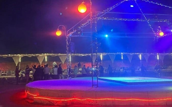 Stargazing and Bedouin dinner setup with entertainment stage in Sharm El Sheikh.