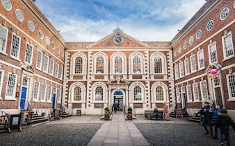 Liverpool Bluecoat courtyard with historic architecture, part of the Haunted Liverpool exploration game.