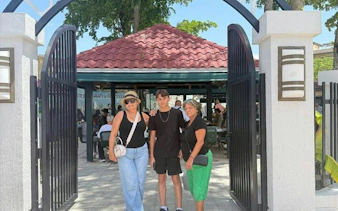 Little Havana tour group at a cultural landmark in Miami.