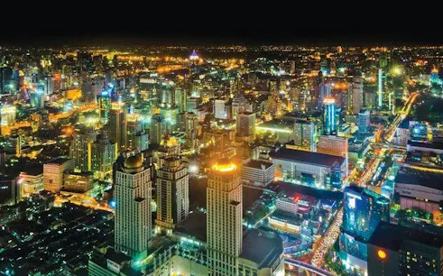 Bangkok cityscape at night viewed from Vertigo TOO Sky Bar.