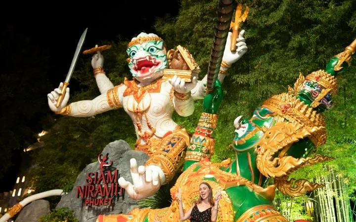Siam Niramit Phuket show statue with intricate costumes and vibrant colors.