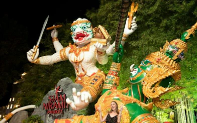 Siam Niramit Phuket show statue with intricate costumes and vibrant colors.