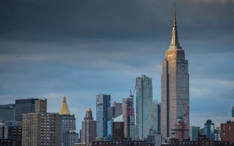 New York City skyline with Empire State Building during self-guided walking tour.