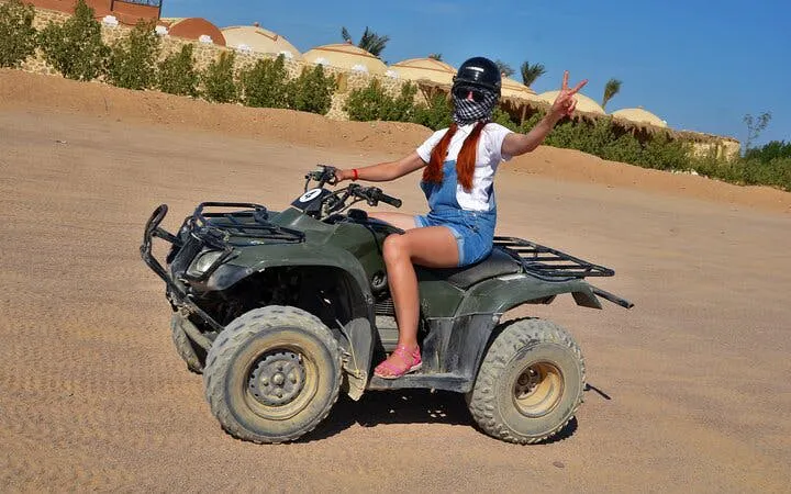 Quad bike rider on desert safari near Hurghada.