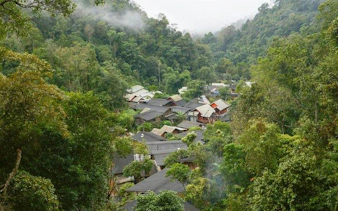 Mae Kham Pong Village nestled in lush forest, Chiang Mai.