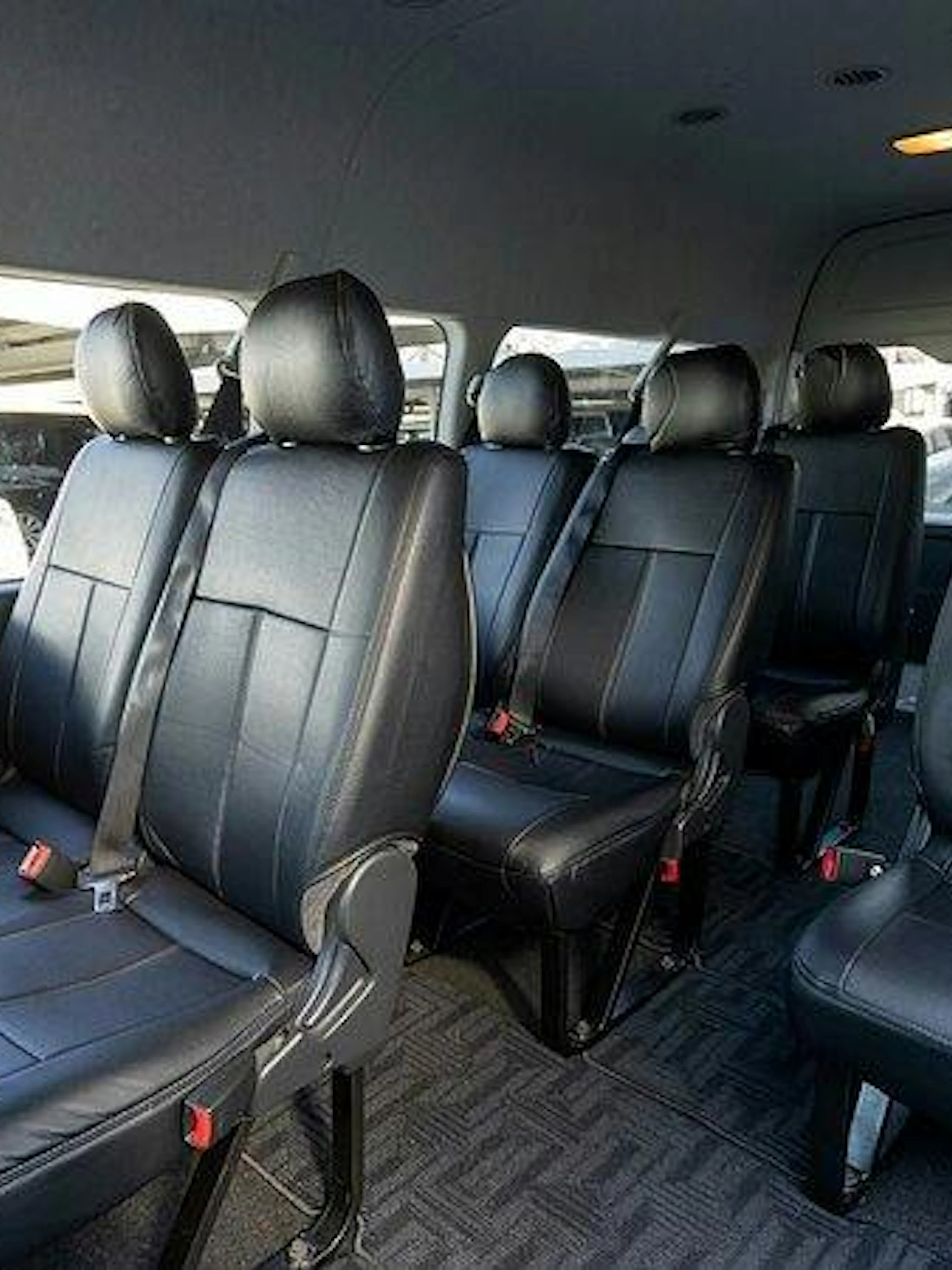 Private charter van interior for Osaka airport or port transfer.