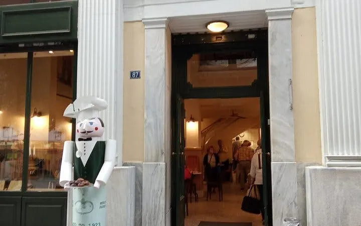 Entrance to a traditional bakery in Athens during a private historic food walk.