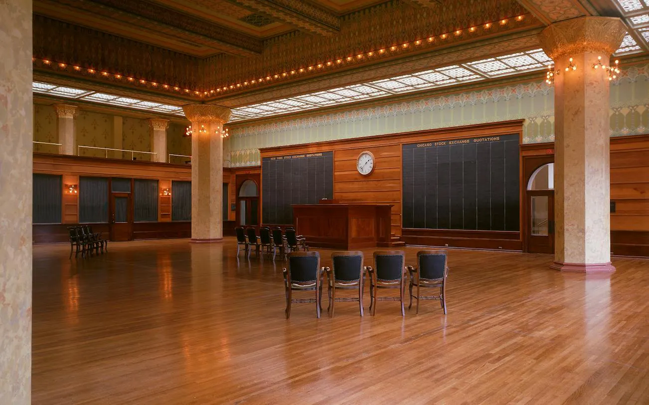 Chicago Stock Exchange Trading Room at Art Institute of Chicago, featuring historic architecture.